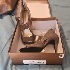 Audrey Brooke Taupe and Bronze Heels